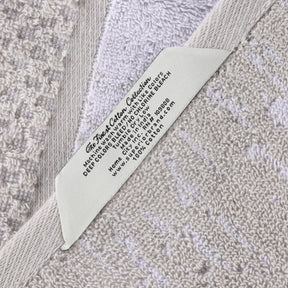 Lodie Cotton Plush Soft Jacquard Two-Toned 3 Piece Assorted Towel Set - Stone-White