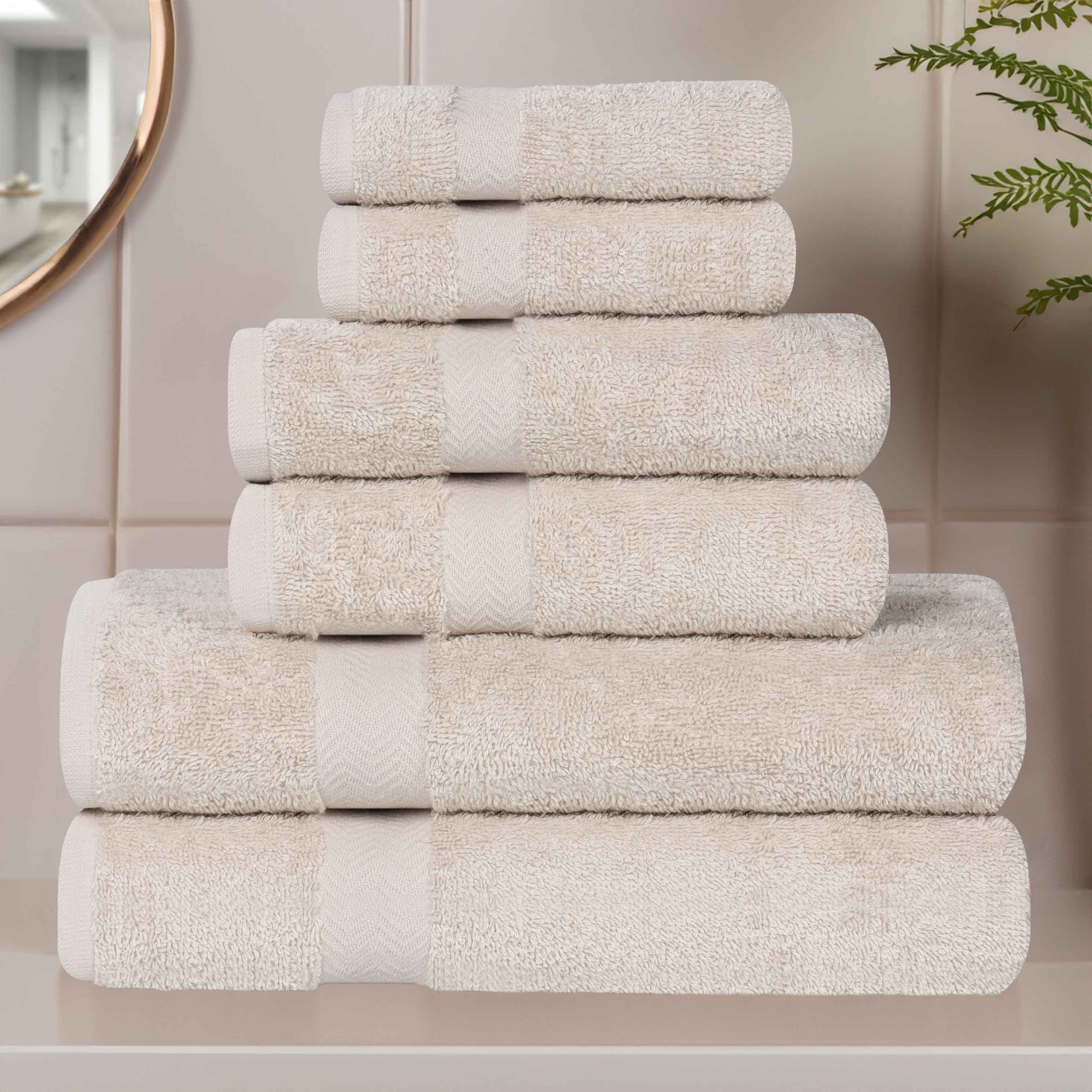 6 Piece Cotton Eco-Friendly Soft Absorbent Towel Set - Towel Set by Superior Brand