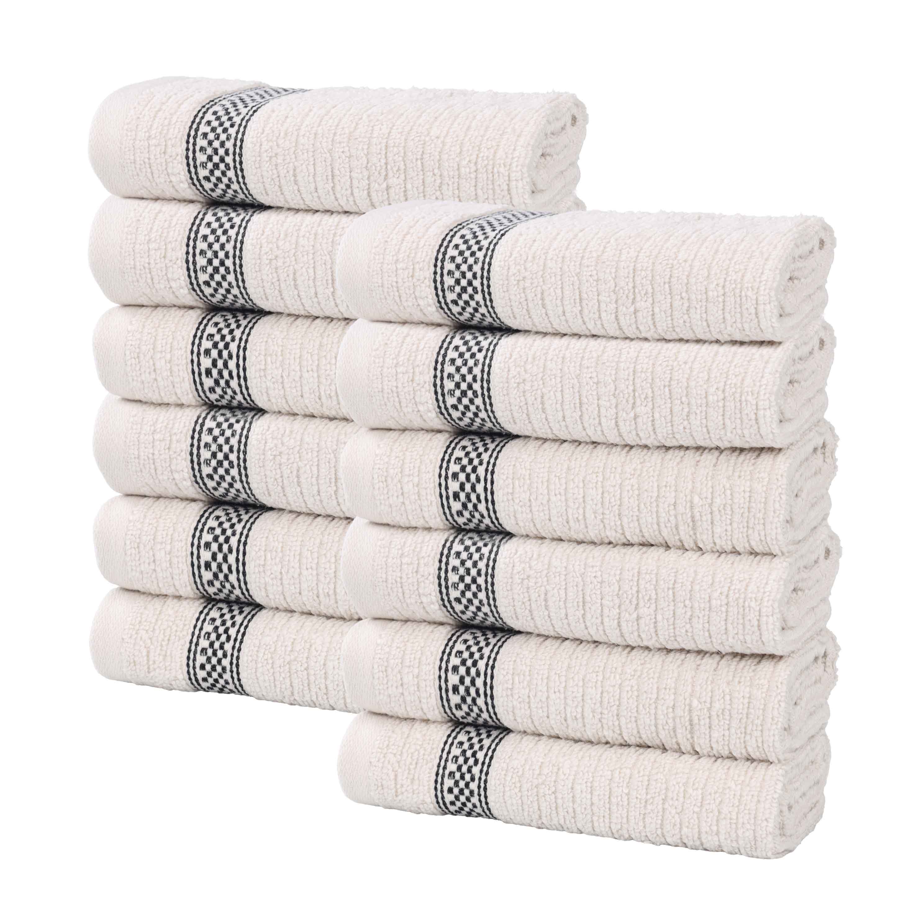 Brea Zero-Twist Cotton Ribbed Face Towel Set 12 Piece - Face Towel by Superior Brand