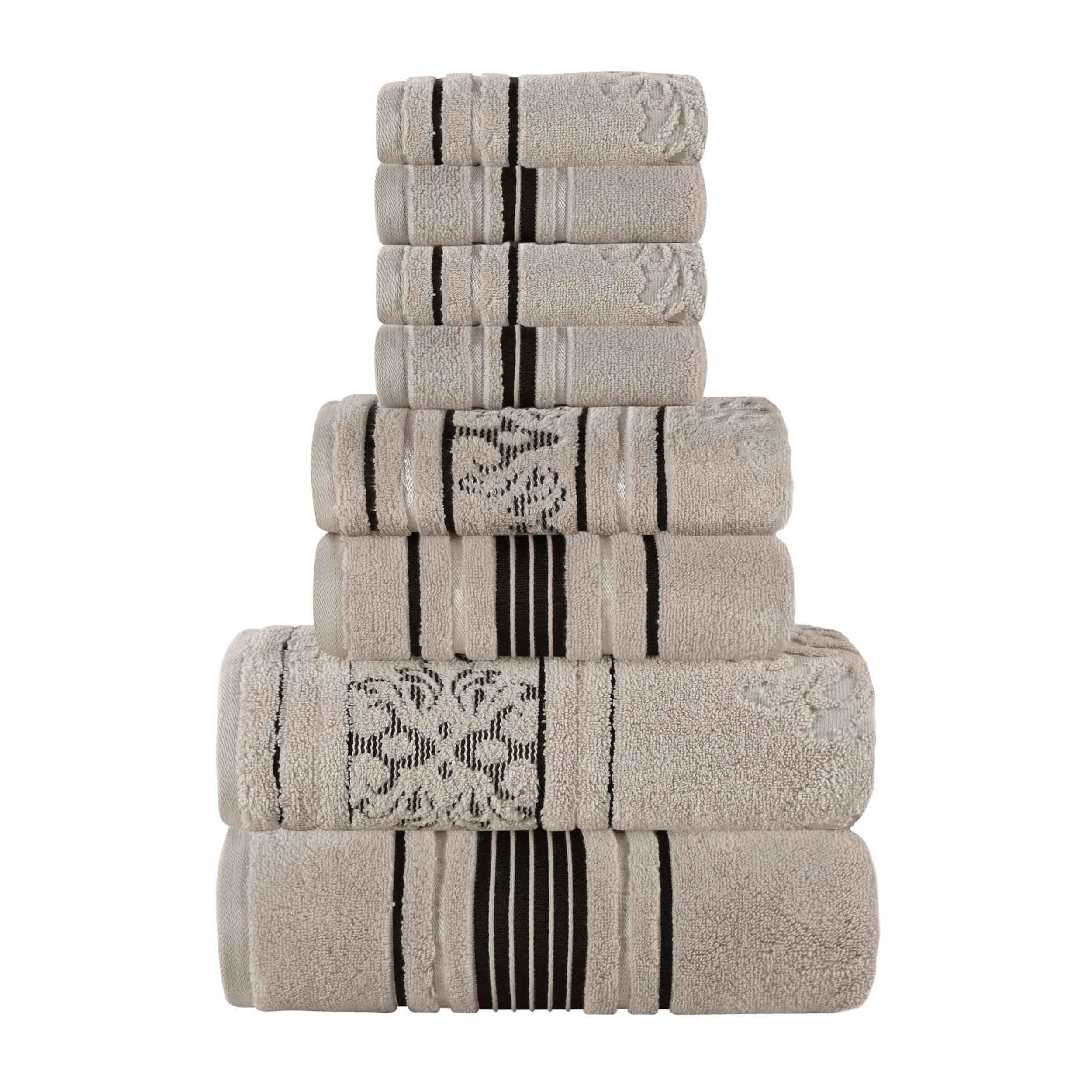 Sadie Zero Twist Cotton Solid and Jacquard Floral 8 Piece Towel Set - Towel Set by Superior Brand