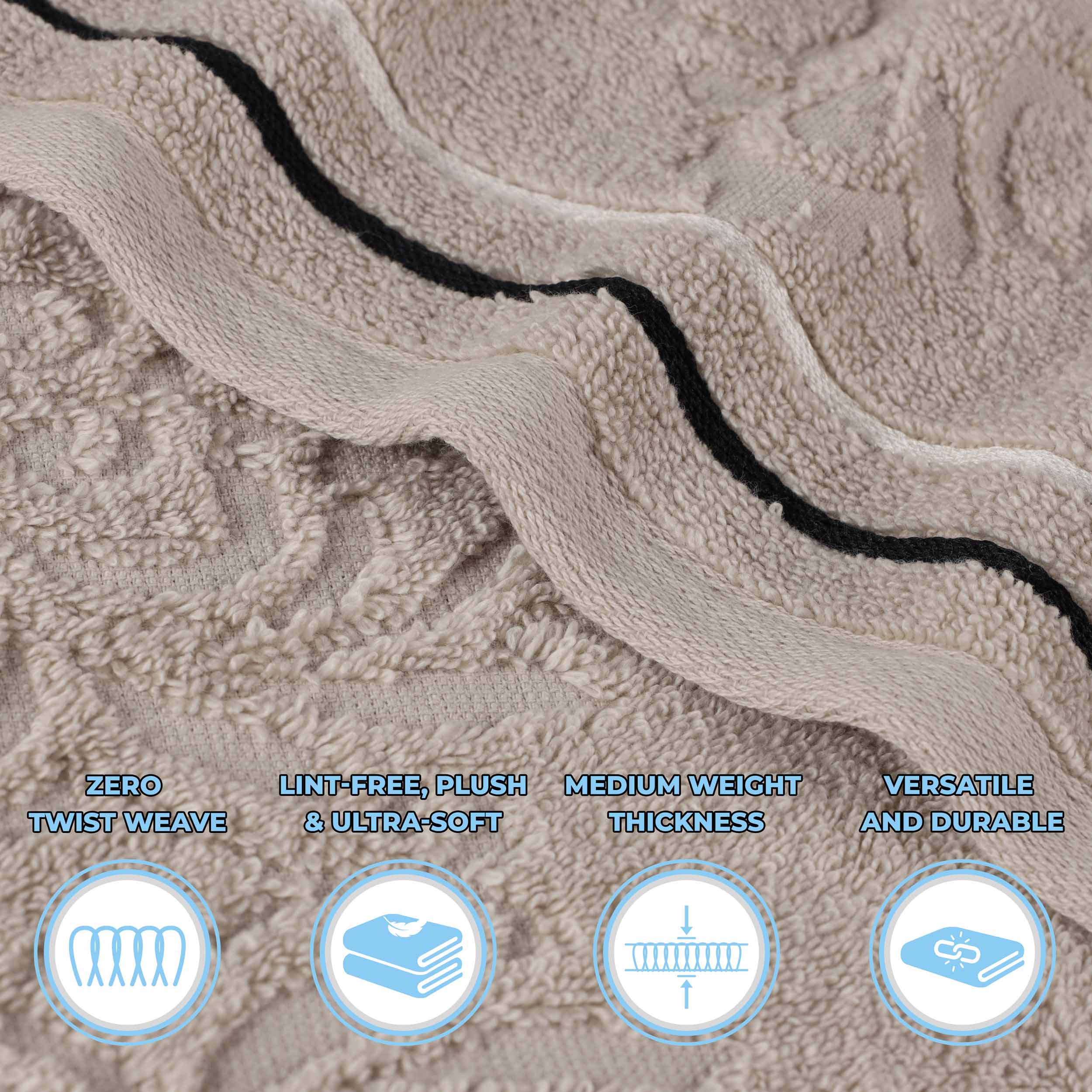 Sadie Zero Twist Cotton Solid and Jacquard Floral 8 Piece Towel Set - Towel Set by Superior Brand