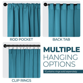 Classic Modern Rod Pocket Solid Blackout Curtain Set - Aqua