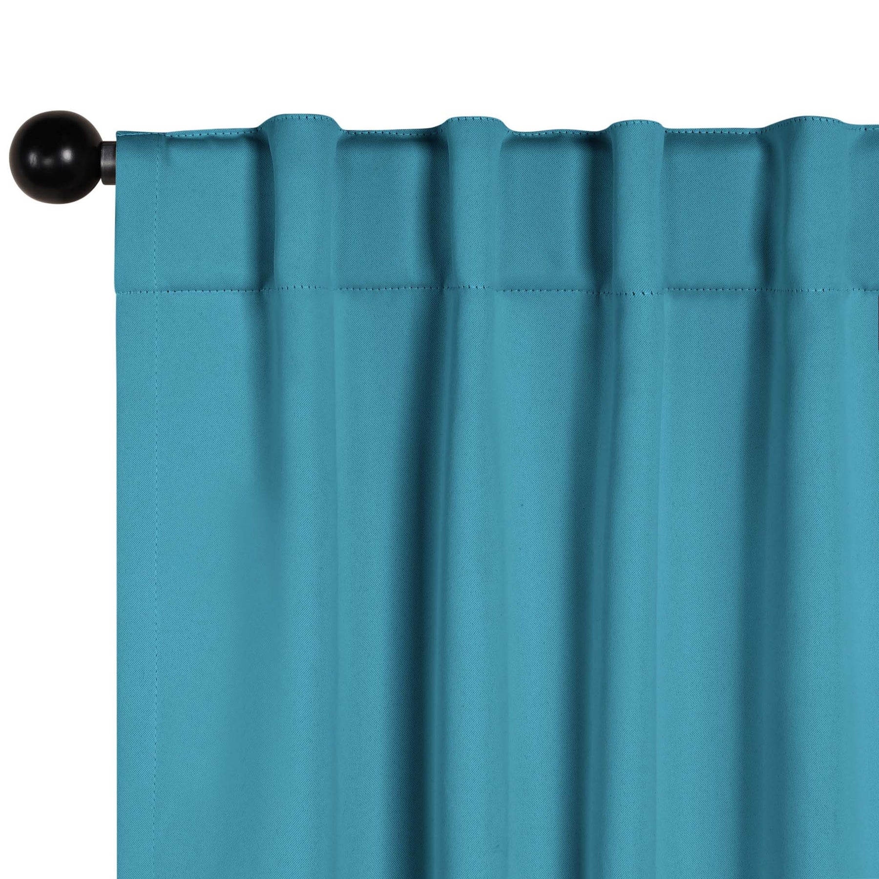 Classic Modern Rod Pocket Solid Blackout Curtain Set - Aqua