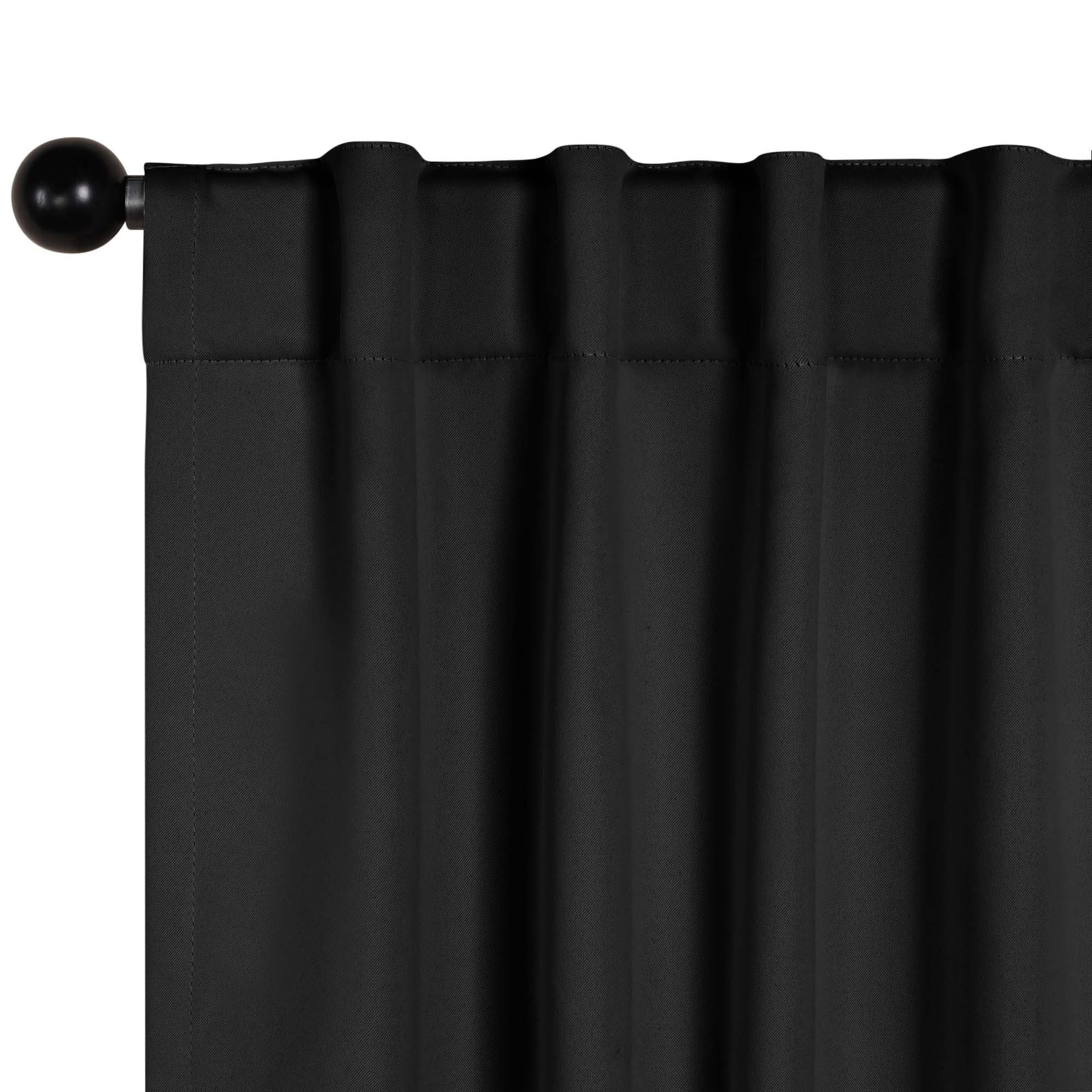 Classic Modern Rod Pocket Solid Blackout Curtain Set - Black