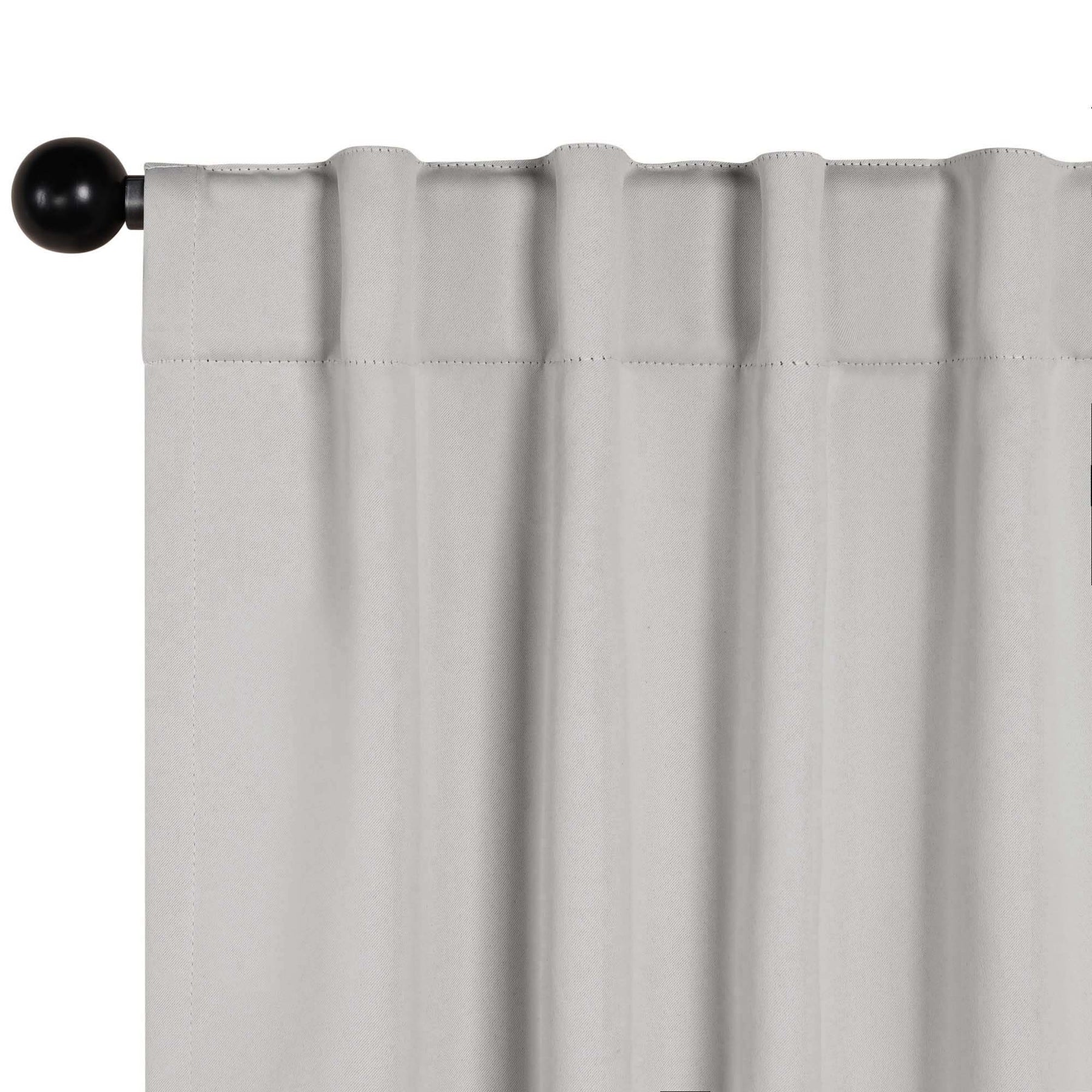 Classic Modern Rod Pocket Solid Blackout Curtain Set - Chrome