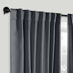 Classic Modern Rod Pocket Solid Blackout Curtain Set - Grey