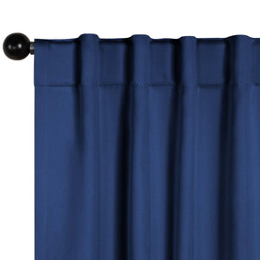 Classic Modern Rod Pocket Solid Blackout Curtain Set - Navy Blue