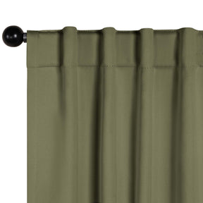 Classic Modern Rod Pocket Solid Blackout Curtain Set - Olive Green
