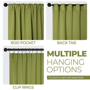 Classic Modern Rod Pocket Solid Blackout Curtain Set - Sage