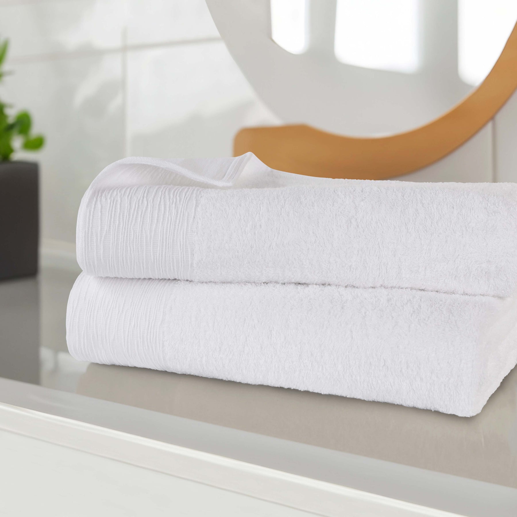 Rayon from Bamboo Eco-Friendly Fluffy Soft Solid Bath Sheet - White