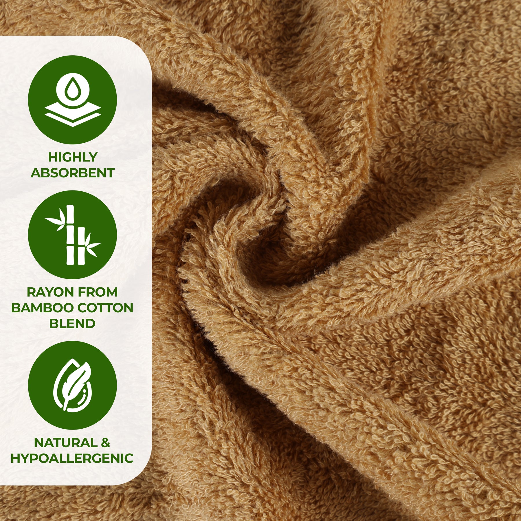 Rayon from Bamboo Eco-Friendly Fluffy Solid Hand Towel - Gold