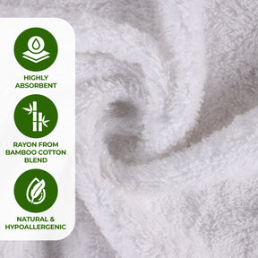Rayon from Bamboo Eco-Friendly Fluffy Solid Hand Towel - White