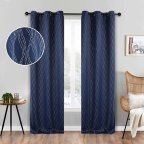 Zuri Textured Blackout Curtain Panels - Navy Blue