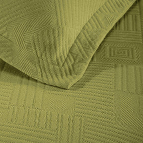 Cotton Jacquard Matelassé Scalloped Geometric Fret Bedspread Set - Sweetpeal