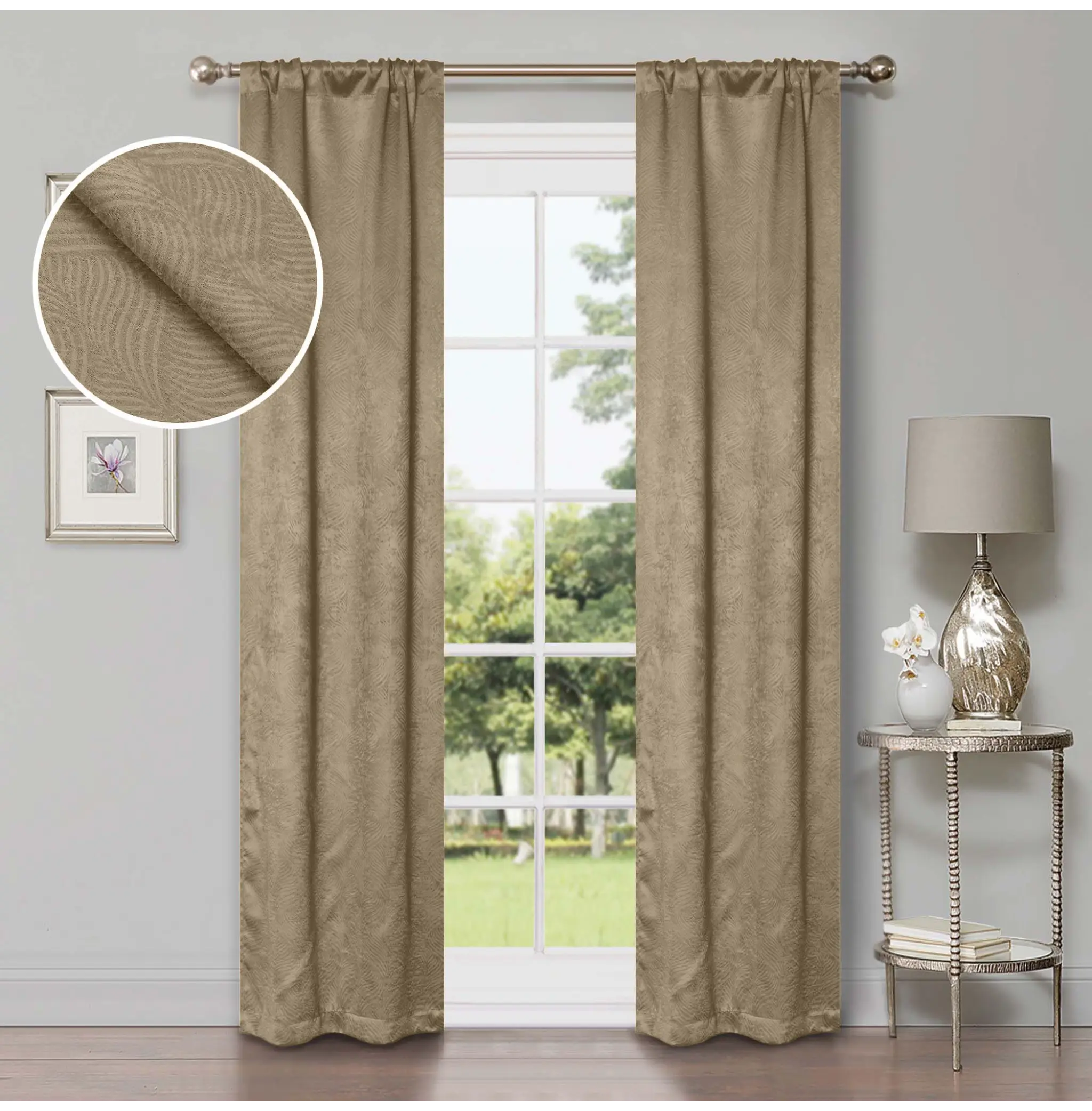 Waverly Geometric Washable Room Darkening Blackout Curtains, Set of 2