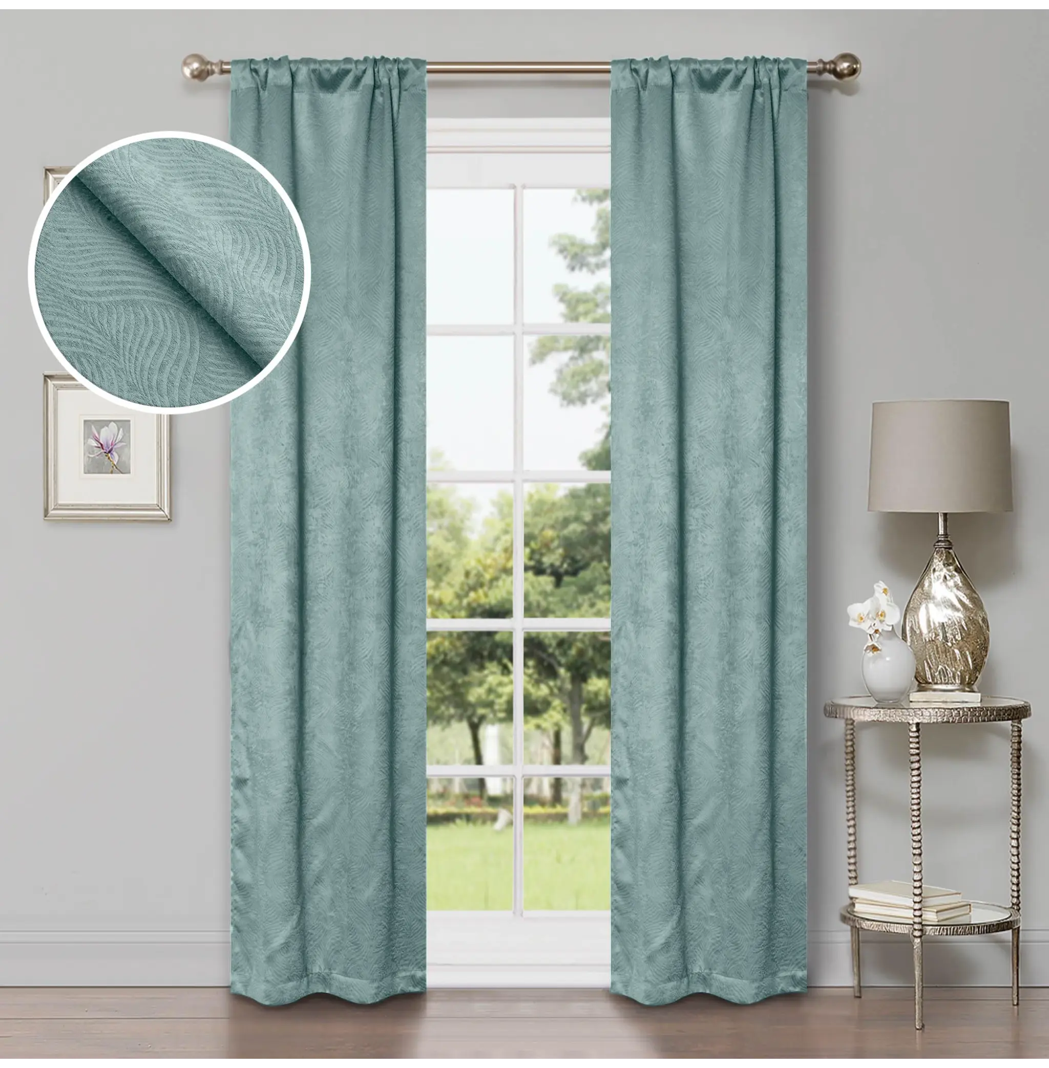 Waverly Geometric Washable Room Darkening Blackout Curtains, Set of 2