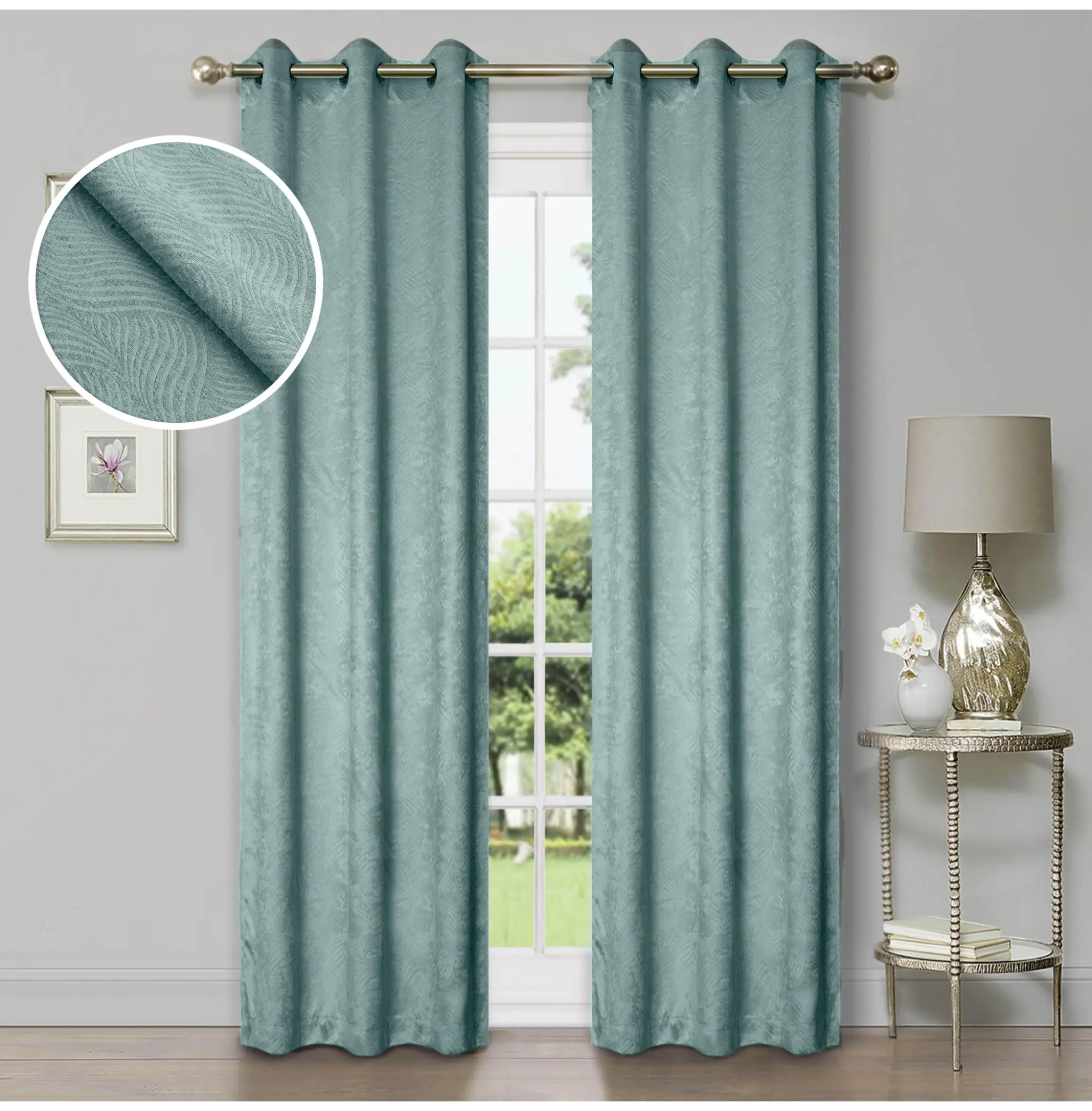 Waverly Geometric Washable Room Darkening Blackout Curtains, Set of 2