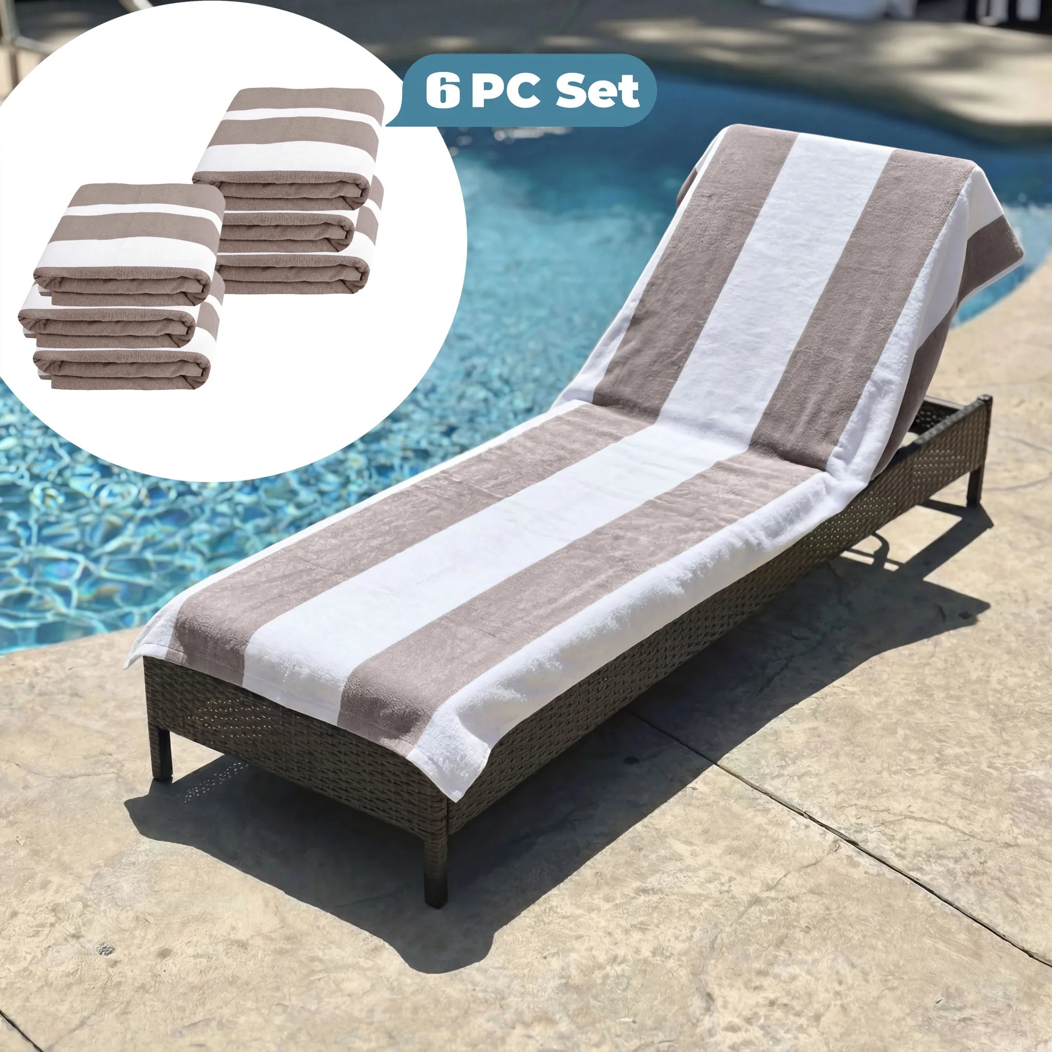 Superior Cabana Striped Cotton Chaise Lounge Chair Cover Set