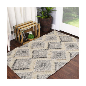 Superior Indoor Area Rug Collection Geometric Design with Cotton-Latex Backing - Dove -Grey