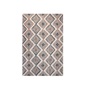 Superior Indoor Area Rug Collection Geometric Design with Cotton-Latex Backing - Rust-Black