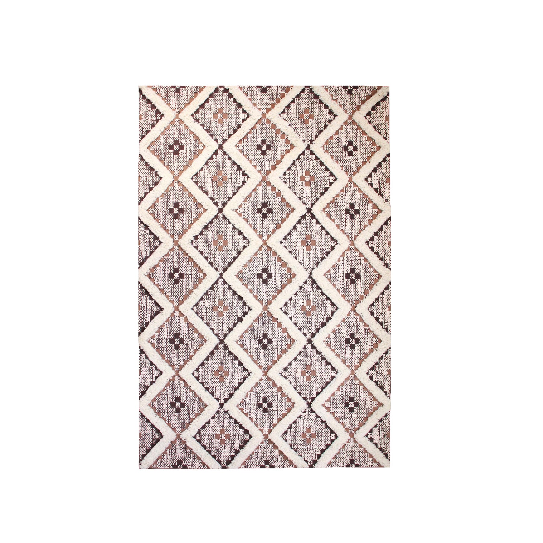 Superior Indoor Area Rug Collection Geometric Design with Cotton-Latex Backing - Tan-Chocolate
