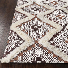 Superior Indoor Area Rug Collection Geometric Design with Cotton-Latex Backing -  Tan-Chocolate