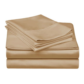 Egyptian Cotton 300 Thread Count Solid Deep Pocket Sheet Set - Tan