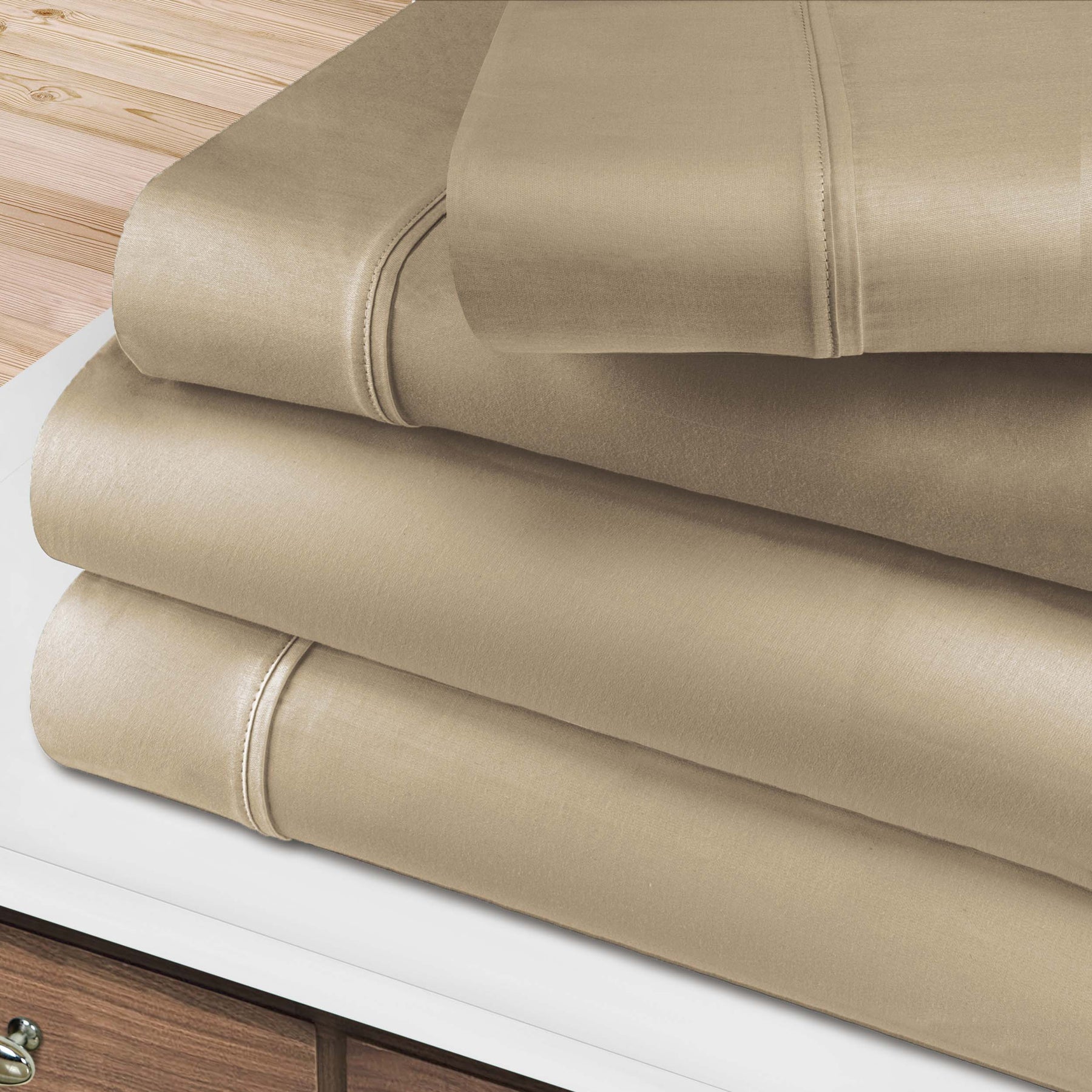 400 Thread Count Egyptian Cotton Solid Deep Pocket Sheet Set - Tan