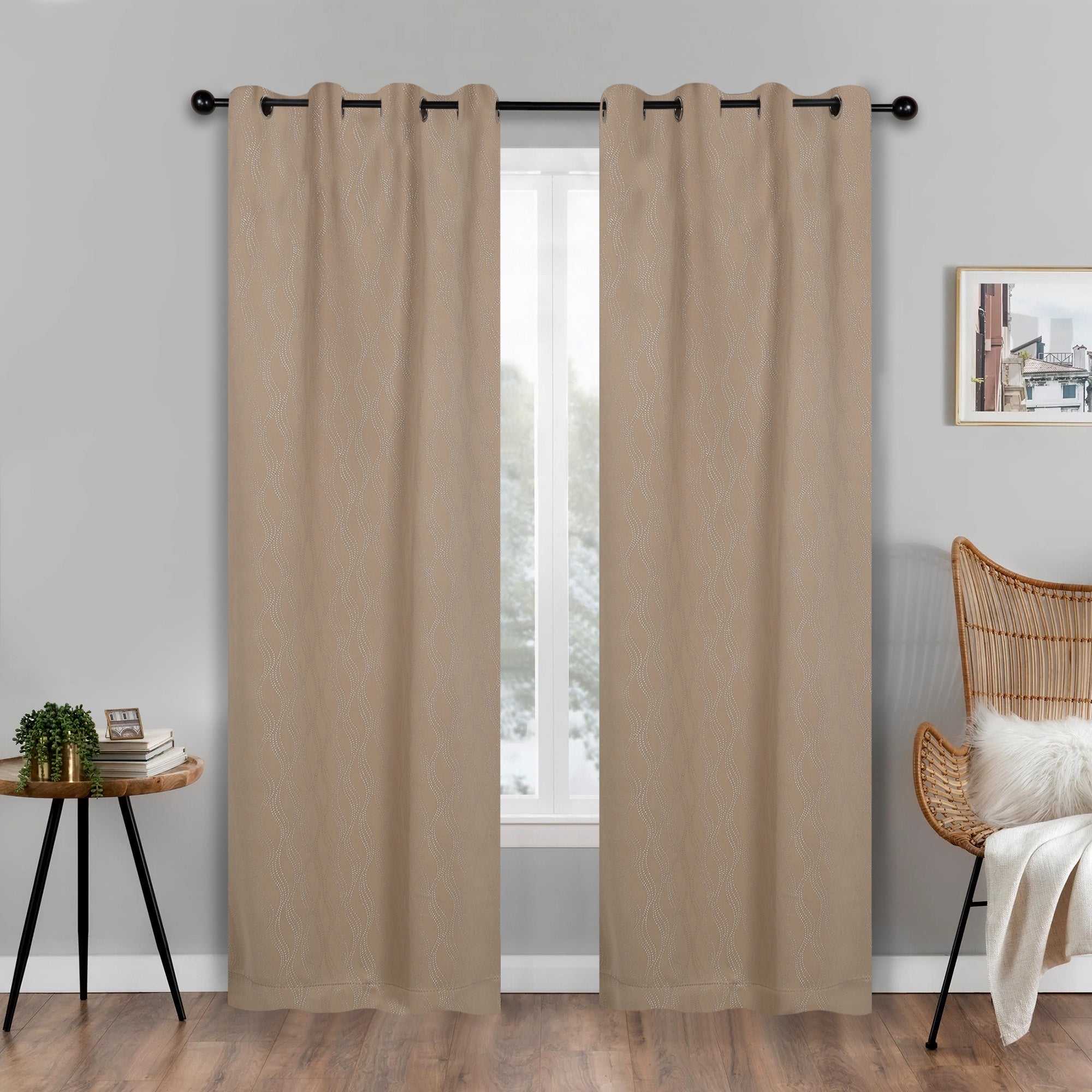 Zuri Textured Waves Room Darkening Blackout Curtains, Set of 2 - Blackout Curtains by Superior