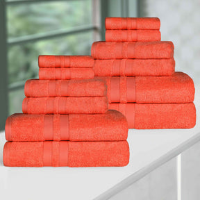 Ultra Soft Cotton Absorbent Quick Drying 12 Piece Assorted Towel Set