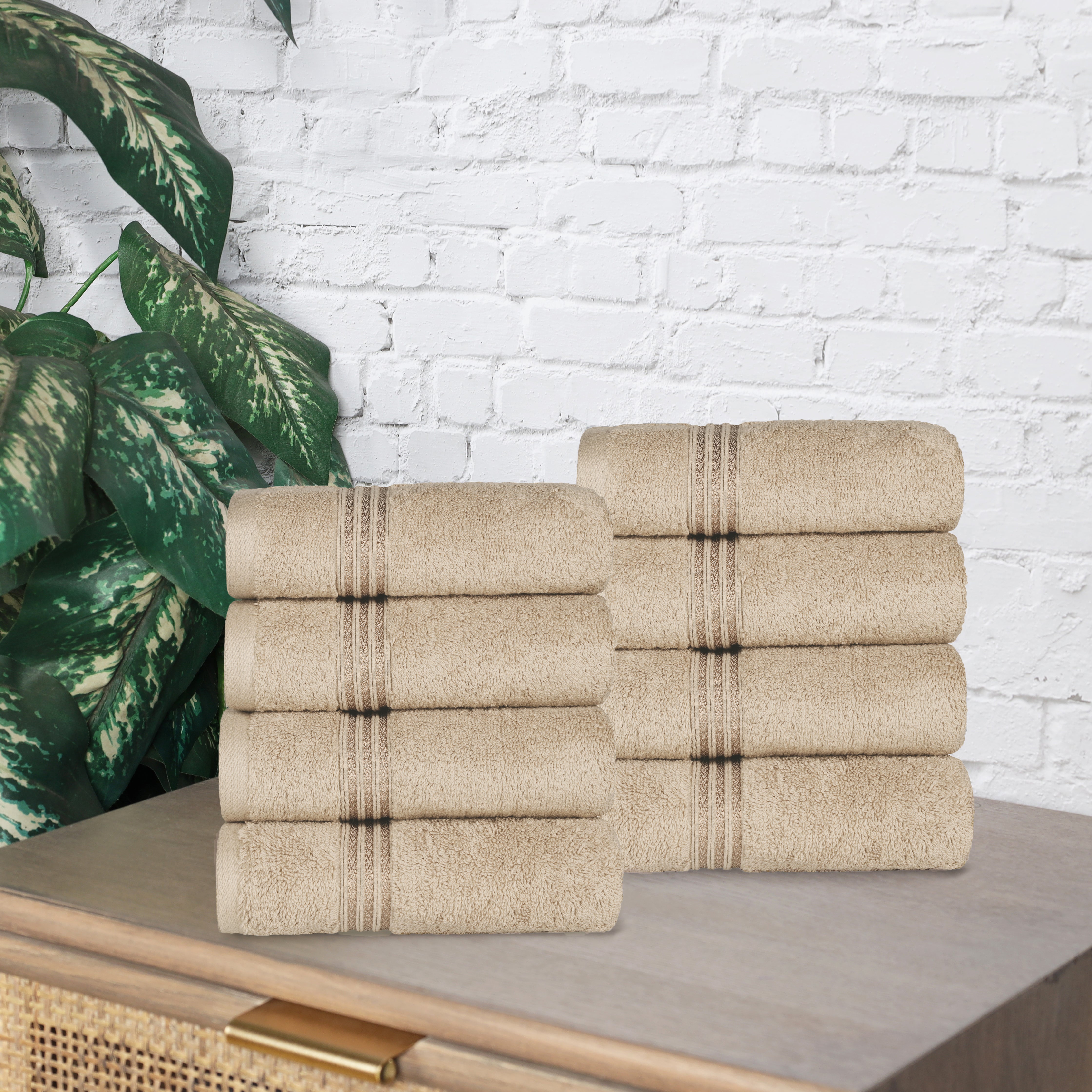 Heritage Egyptian Cotton Plush Thick Absorbent Hand Towel Set of 8 - Egyptian Cotton Hand Towel by Superior