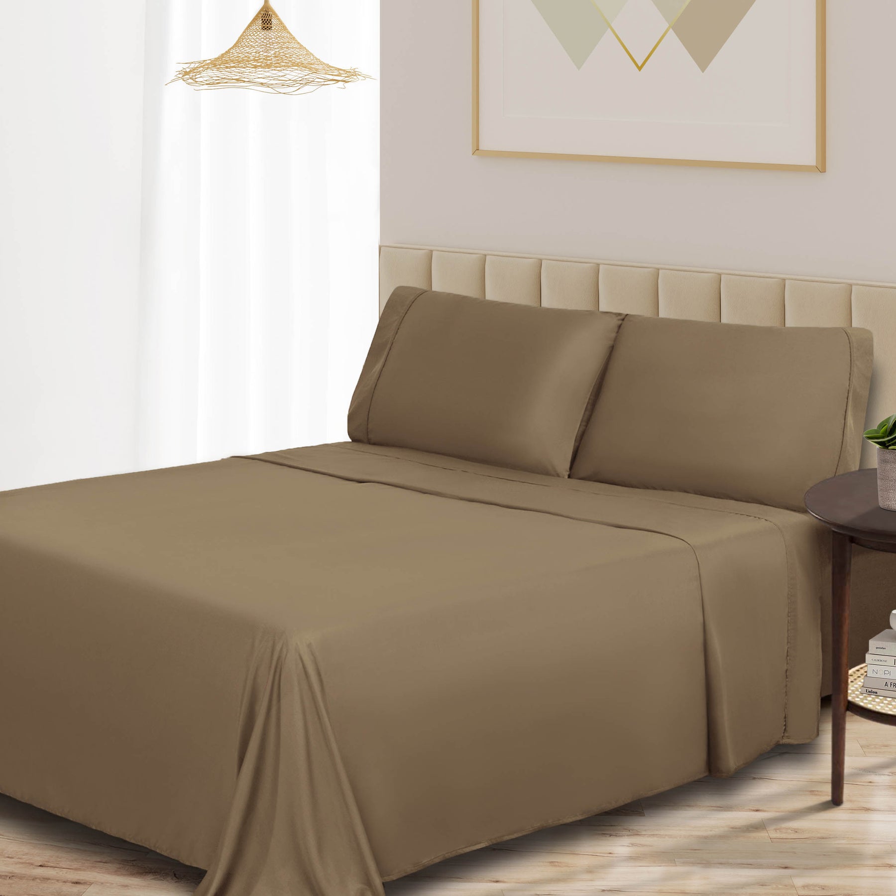 300 Thread Count Rayon From Bamboo Solid Deep Pocket Sheet Set - Taupe