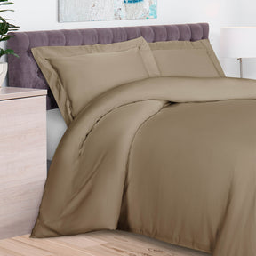 100% Rayon From Bamboo 300 Thread Count Solid Duvet Cover Set - Taupe