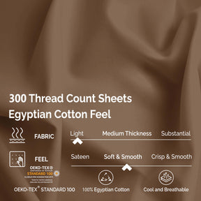 Superior Egyptian Cotton 300 Thread Count Solid Deep Pocket Bed Sheet Set - Taupe