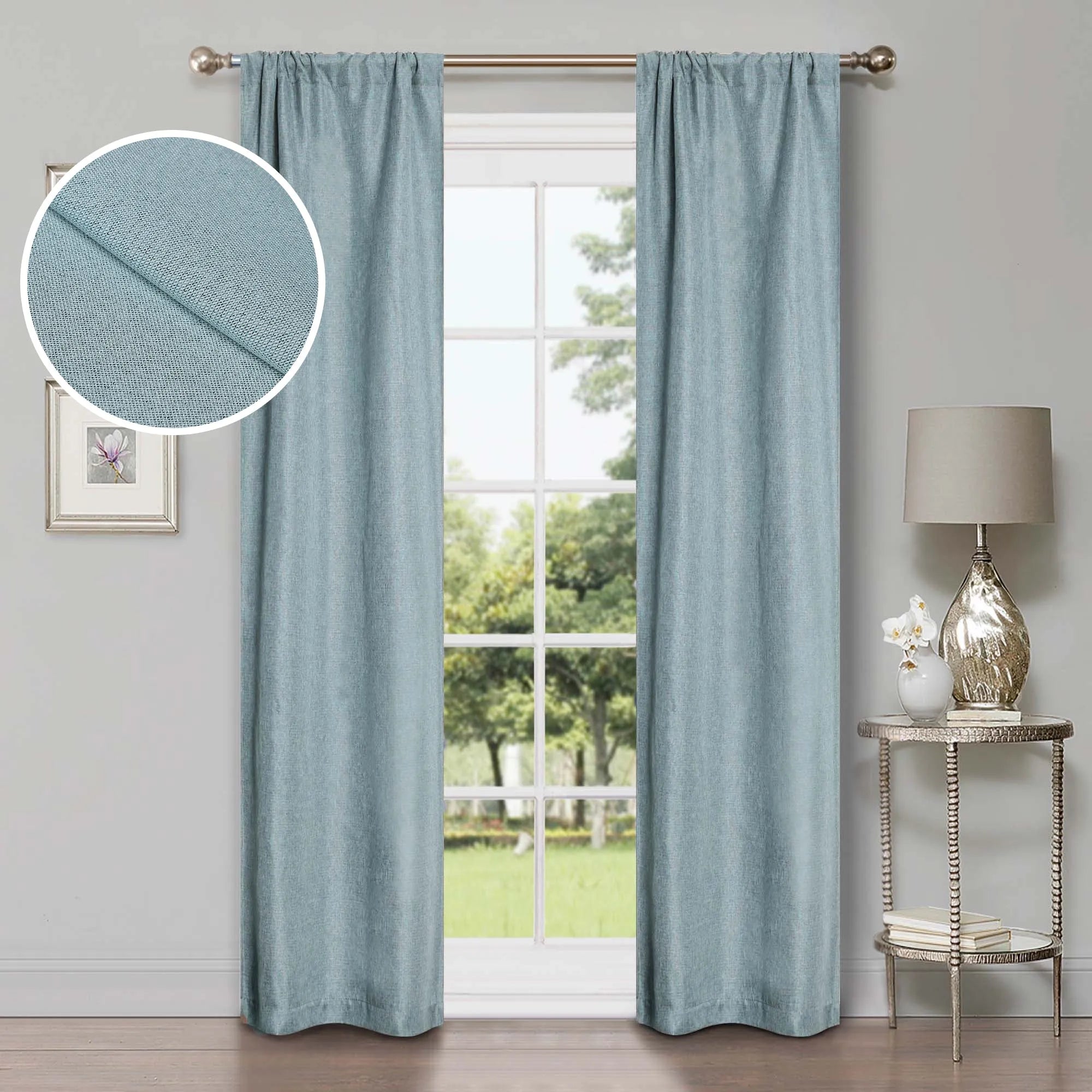 Linen Pattern Washable Room Darkening Blackout Curtains, Set of 2 - Blackout Curtains by Superior Brand