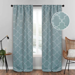 Superior Imperial Trellis Blackout Curtain Set of 2 Panels -  Teal