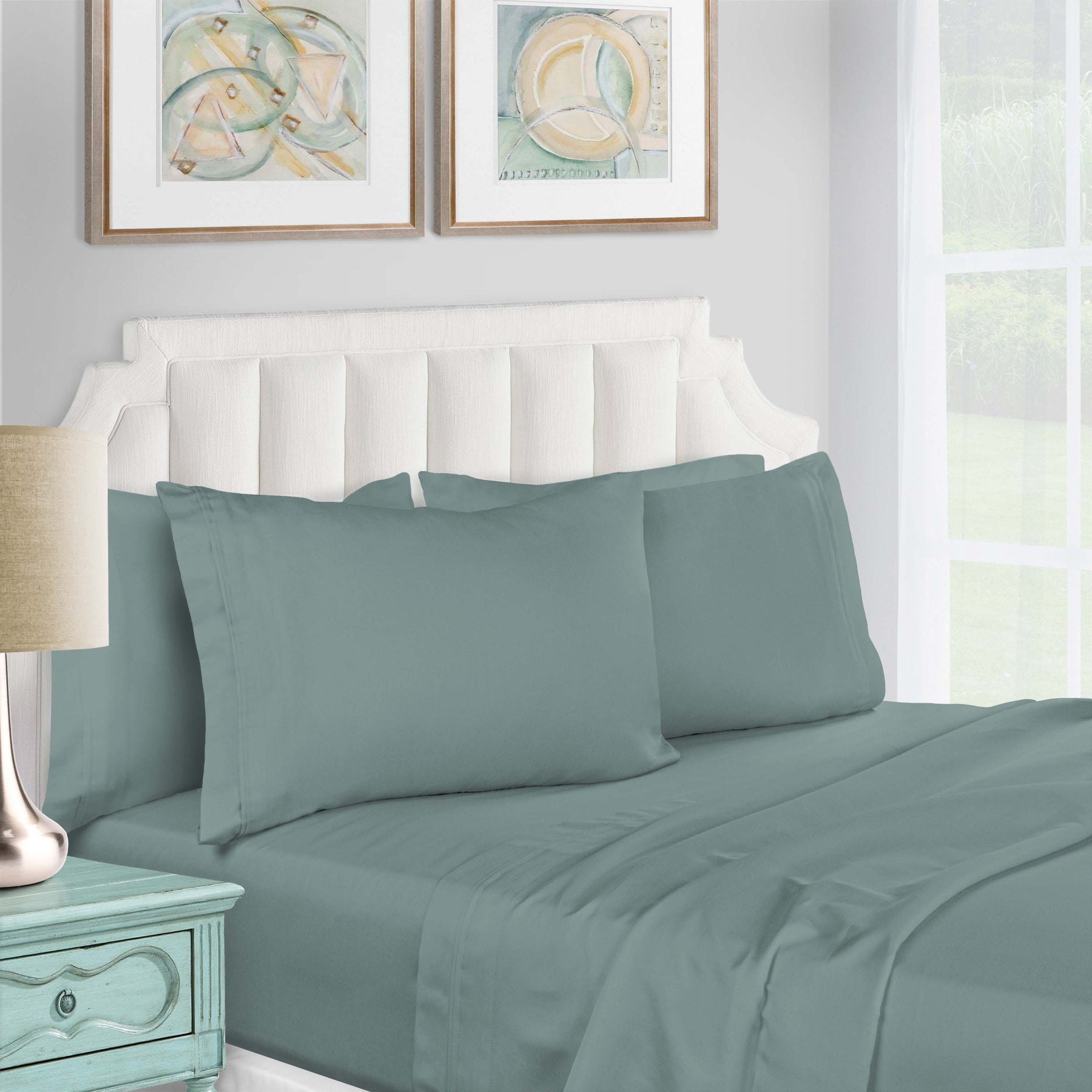 Egyptian Cotton 1200 Thread Count Eco-Friendly Solid Sheet Set - Teal