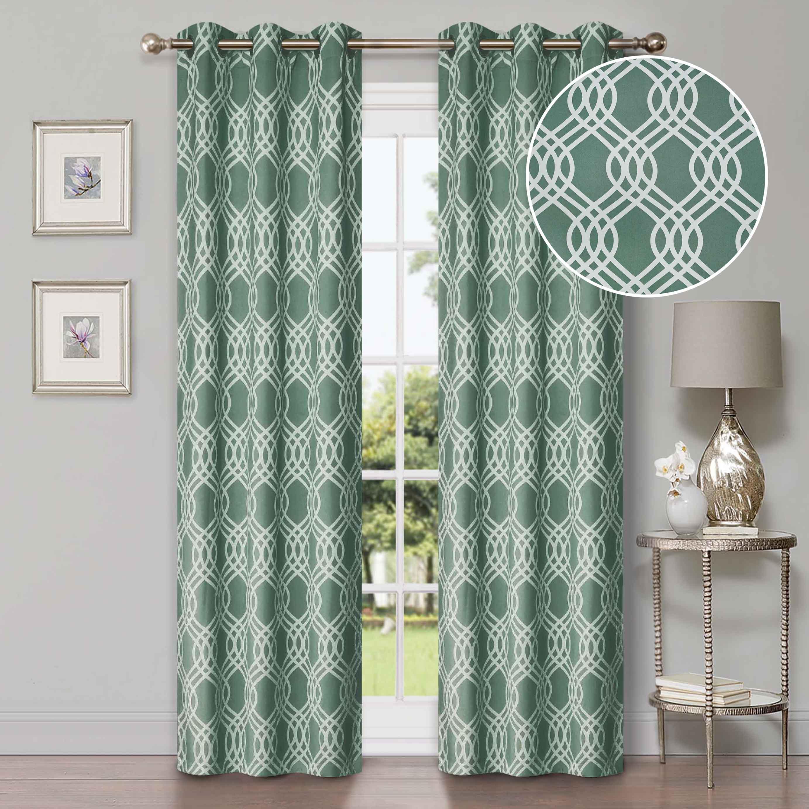 Ribbon Trellis Washable Room Darkening Blackout Curtains, Set of 2 - Blackout Curtains by Superior Brand