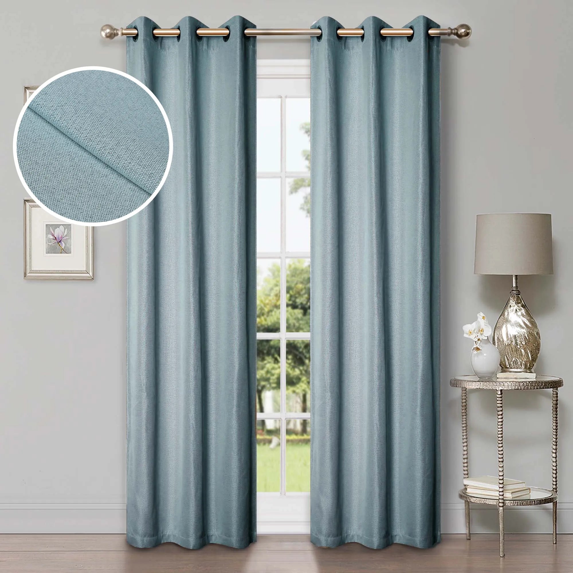 Linen Pattern Washable Room Darkening Blackout Curtains, Set of 2 - Blackout Curtains by Superior Brand