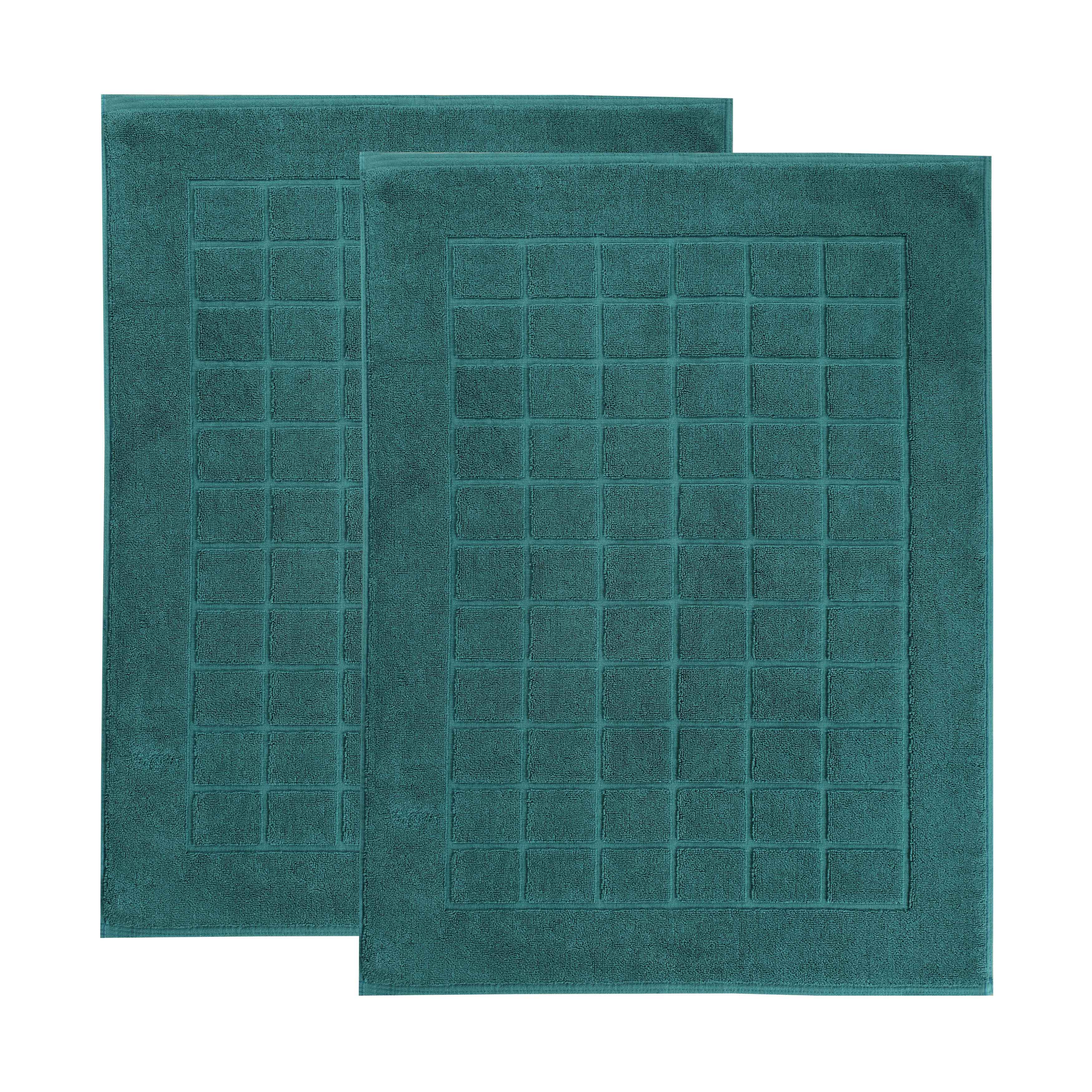 Nora Cotton Solid Absorbent Thick Checkered Washable Bath Mat Set of 2 - Bath Mats by Superior Brand