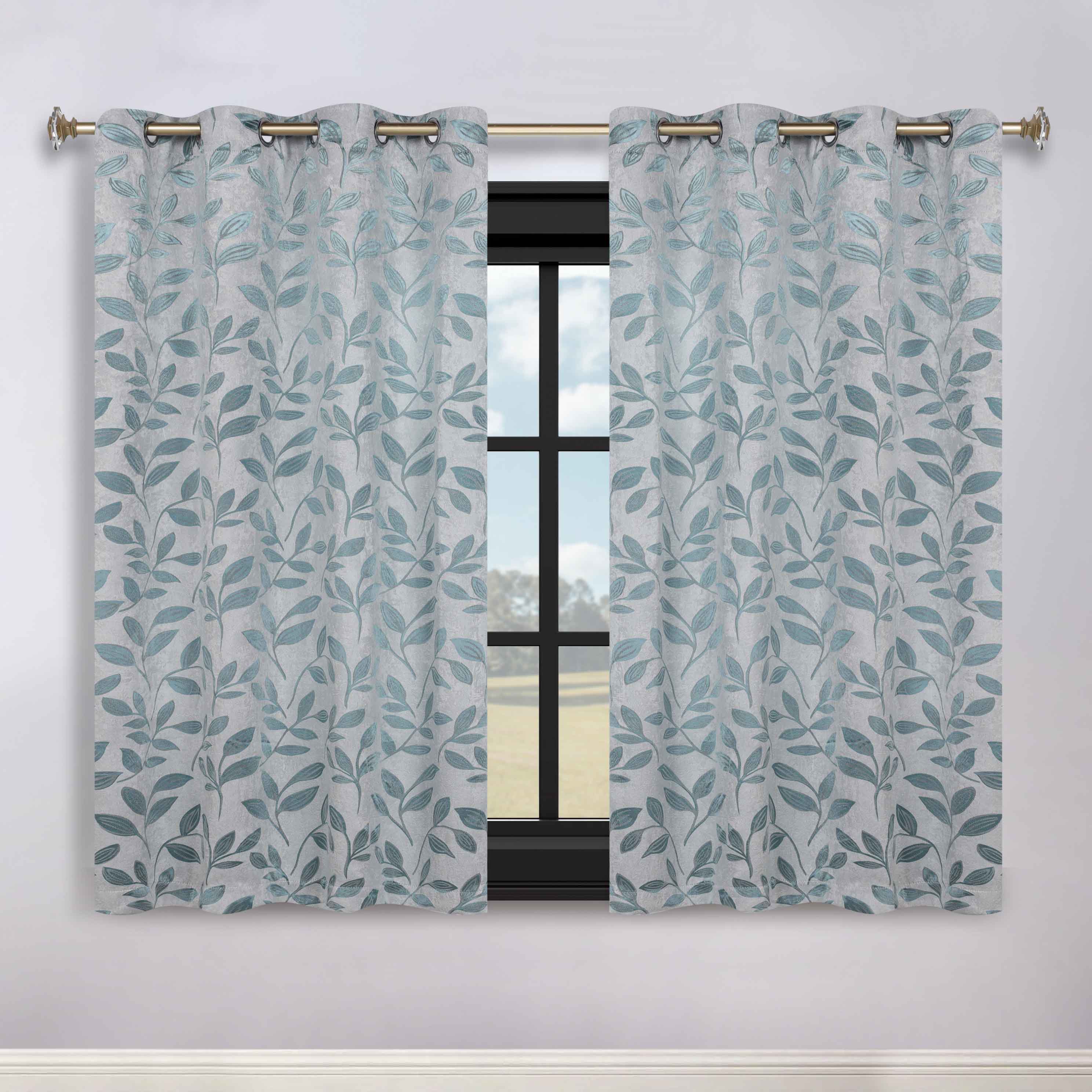 Leaves Room Darkening Washable Blackout Curtain Panels, Set of 2 - Blackout Curtains by Superior
