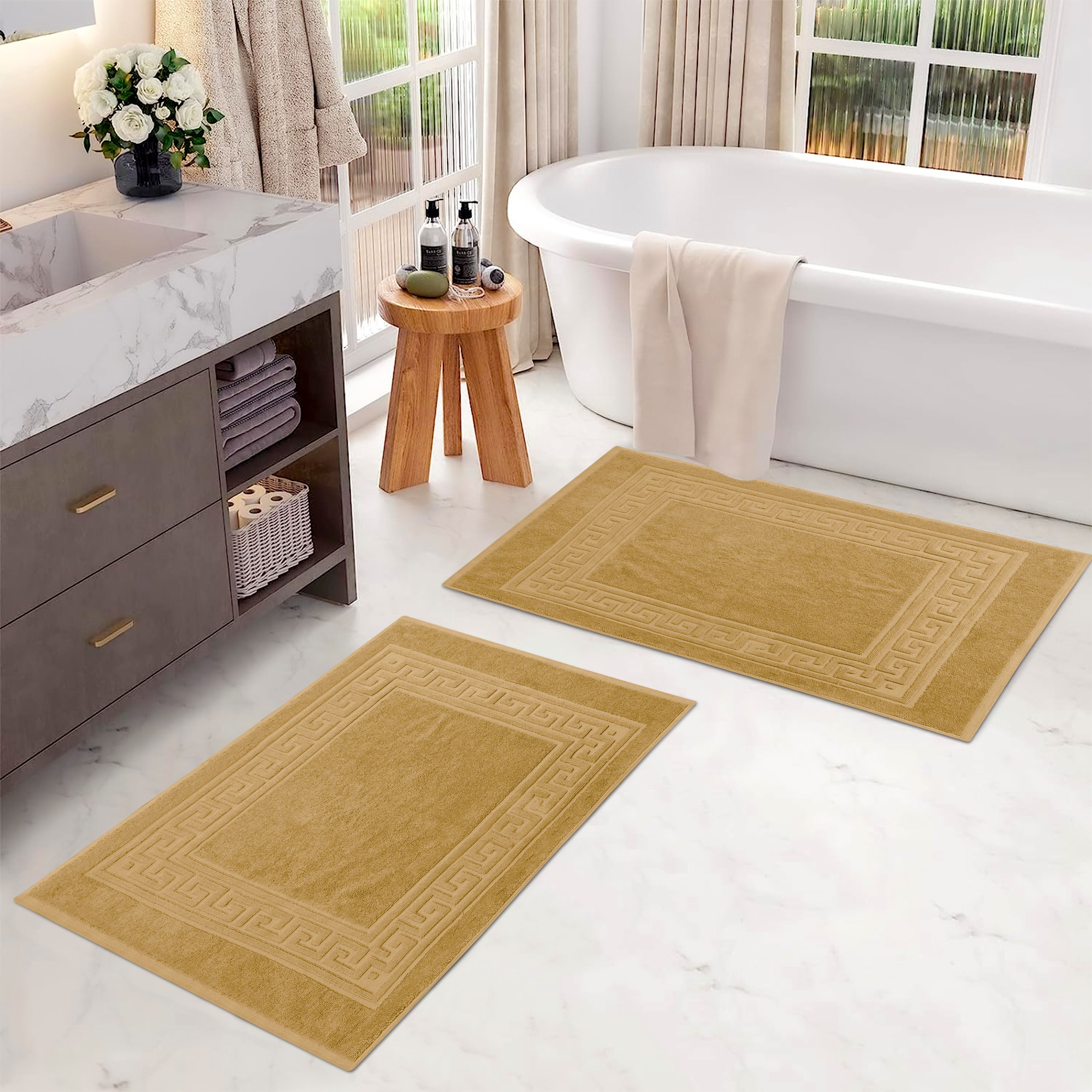 Egyptian Cotton Greek Key Infinity Border Bath Mat Set of 2 - Bath Mats by Superior Brand
