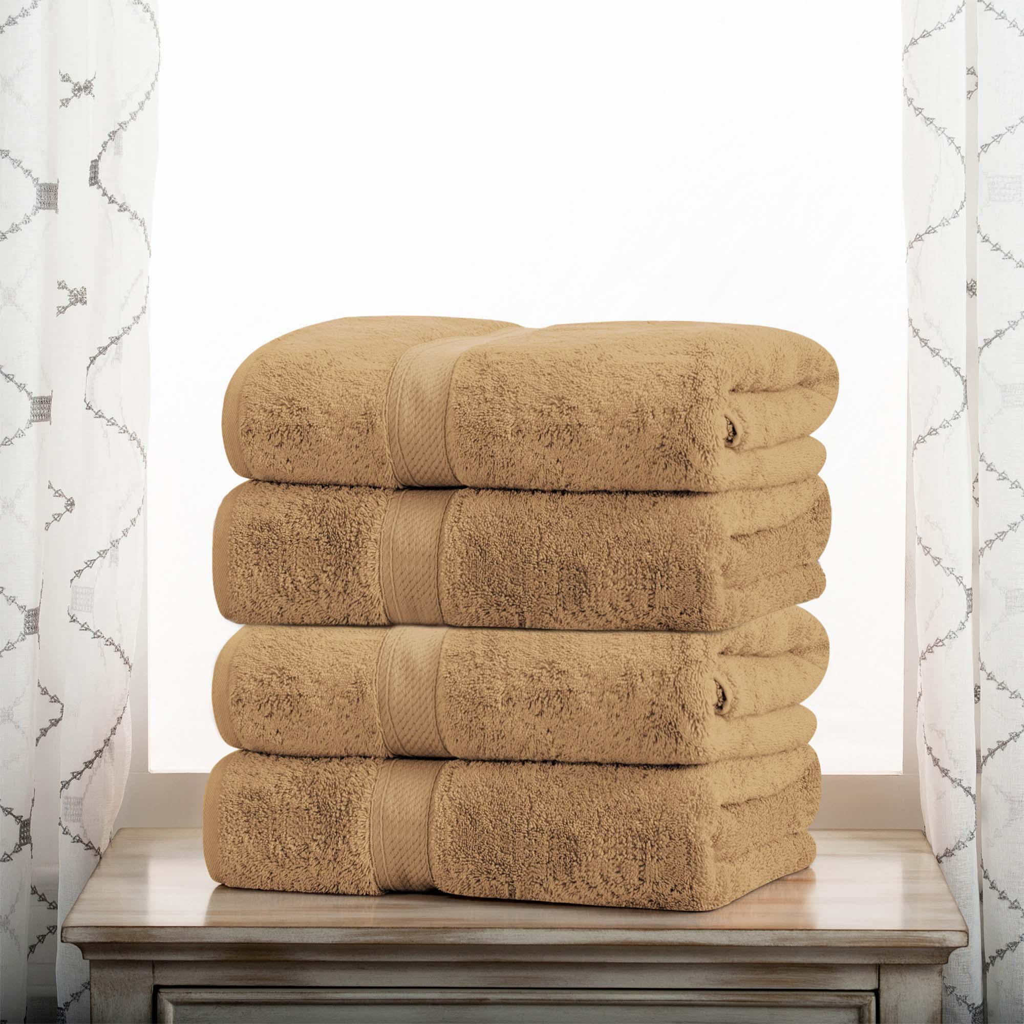 Egyptian Cotton Plush Heavyweight Bath Towel Set of 4 - Egyptian Cotton Bath Towel by Superior Brand
