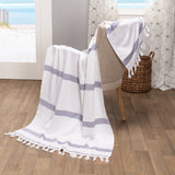 Tropical Cabana Stripe Fouta 4 Piece Beach Towel with Tassels - Beach Towel by Superior