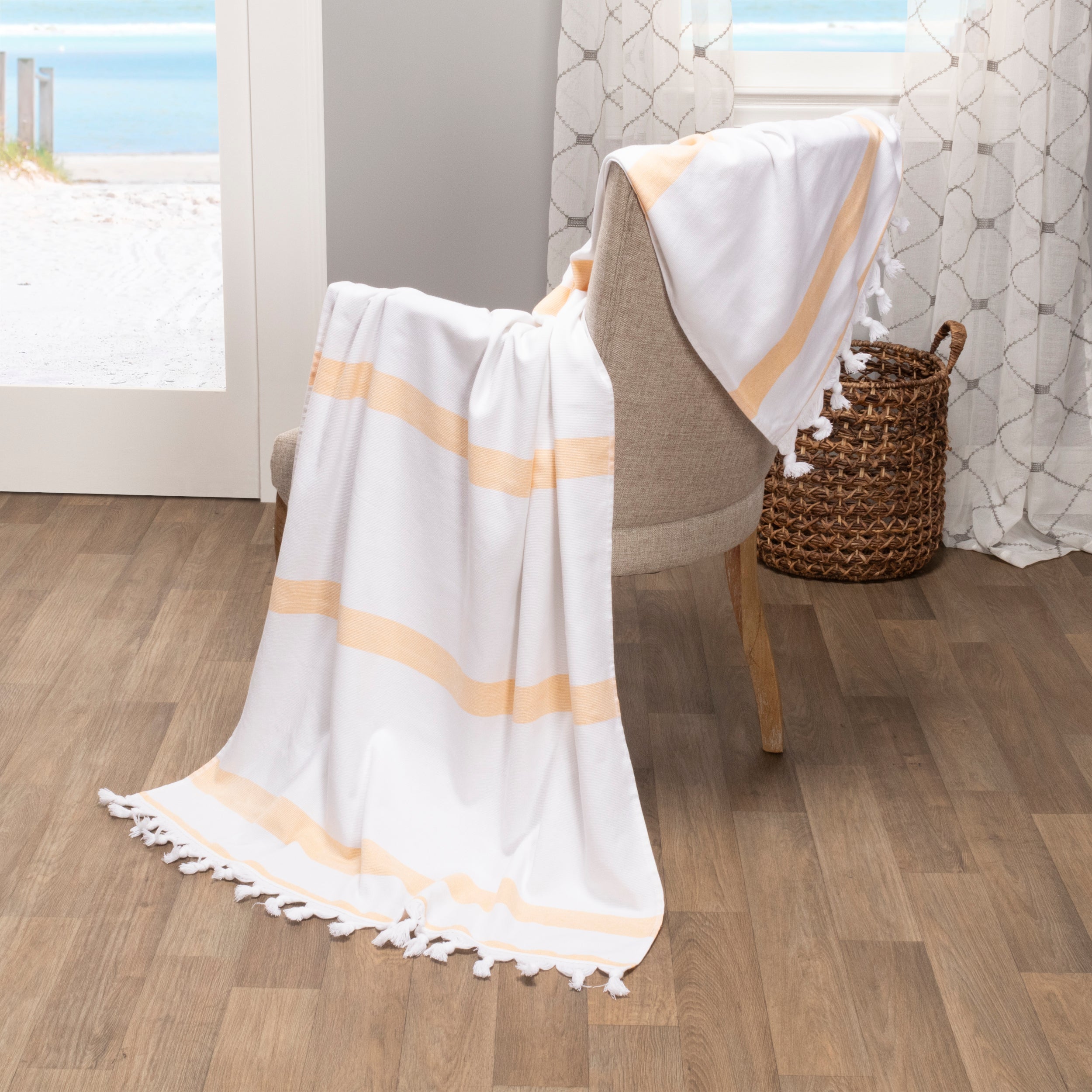 Tropical Cabana Stripe Fouta Cotton Beach Towel Set of 2 Piece - Beach Towel by Superior Brand