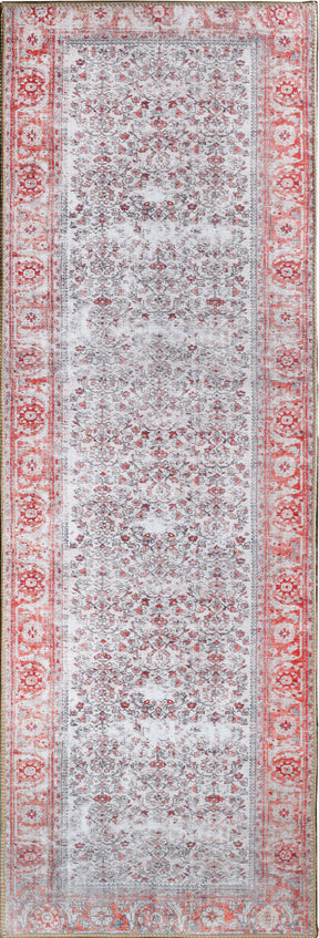 Classic Antique Floral Polyester Flat-weave Indoor Area Rug - BerryRed
