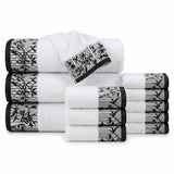 Wisteria Floral Jacquard 12-Piece Cotton Towel Set – Medium Weight Bathroom Towels
