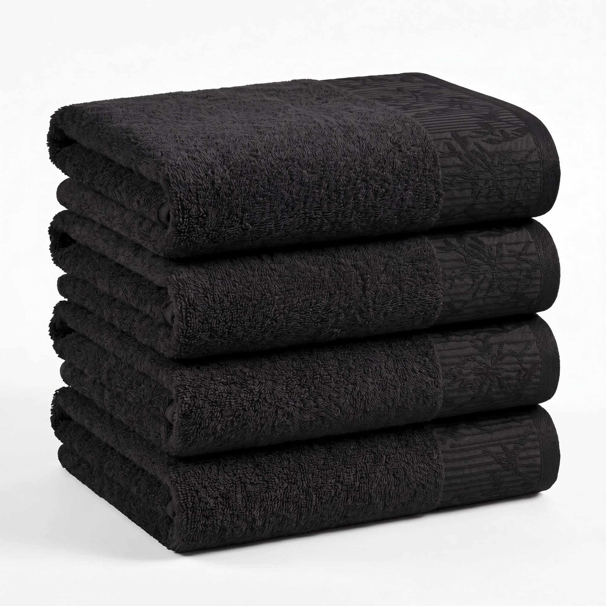 Cotton Floral Jacquard Border Bath Towel Set of 4 - Wisteria