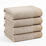 Cotton Floral Jacquard Border Bath Towel Set of 4 - Wisteria