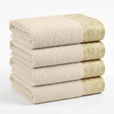 Cotton Floral Jacquard Border Bath Towel Set of 4 - Wisteria